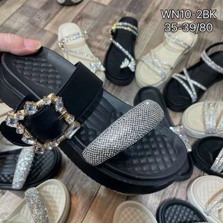 Dép nữ đế bánh mỳ quai đính đá siêu đẹp WN10