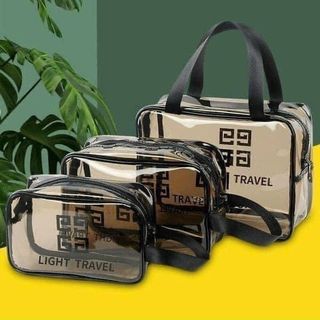 Set 3 túi trong suốt đựng đồ, mỹ phẩm du lịch thời trang