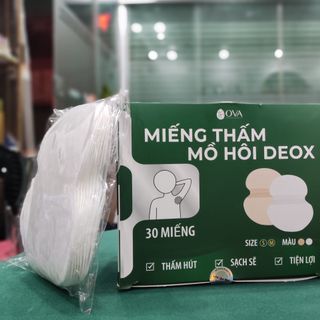 Hộp 30 Miếng dán thấm mồ hôi nách Ova DeoX - Khử mùi mồ hôi nách - Khô thoáng ngăn mồ hôi nách ướt áo