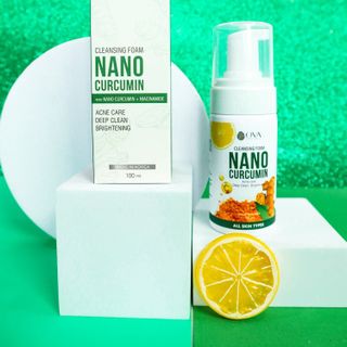 Sữa rửa mặt Nano Curcumin Ova giảm mụn sạch sâu trắng sáng thành phần từ thiên nhiên 100ml