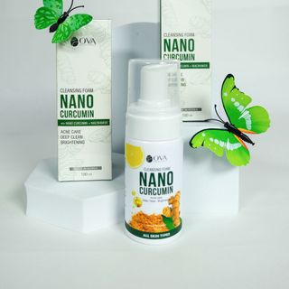 Sữa rửa mặt Nano Curcumin Ova giảm mụn sạch sâu trắng sáng thành phần từ thiên nhiên 100ml