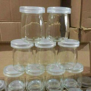 Set 12 Hũ thủy tinh trơn làm sữa chua có nắp 100ml