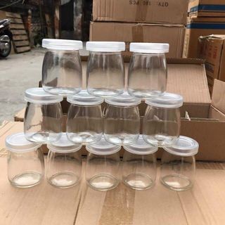 Set 12 Hũ thủy tinh trơn làm sữa chua có nắp 100ml