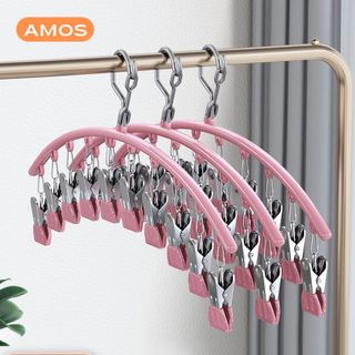 Móc treo đồ lót, tất vớ AMOS có khóa chống gió, chống trượt với 10 bộ ghim