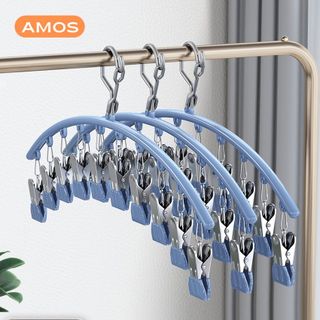 Móc treo đồ lót, tất vớ AMOS có khóa chống gió, chống trượt với 10 bộ ghim