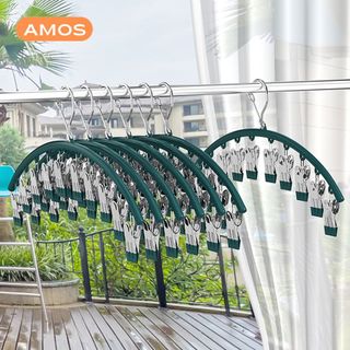 Móc treo đồ lót, tất vớ AMOS có khóa chống gió, chống trượt với 10 bộ ghim