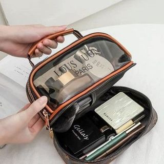 Túi đựng mỹ phẩm, đồ trang điểm LV 2 tầng