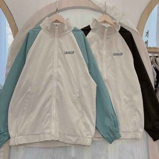 Áo Khoác Dù Nữ 2 Lớp Form Unisex Cổ Trụ Phối 2 Tông - HTM Fashion giá sỉ