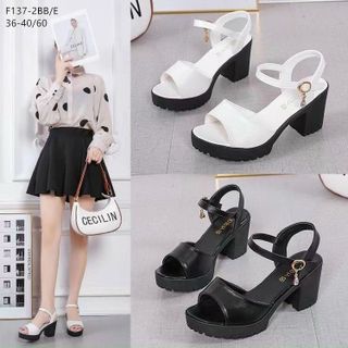 Sandal nữ gót vuông cao chất da mềm đẹp F137
