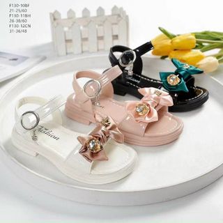 Sandal trẻ em da mềm đính nơ đá đẹp F130