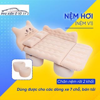 Nệm Hơi Xe Ô Tô Hình Chú Mèo Dễ Thương - Nệm Giường Xe Hơi Cho Xe Hơi Từ 4 Đến 7 Chỗ - Tặng Kèm Bơm Nệm 12V giá sỉ