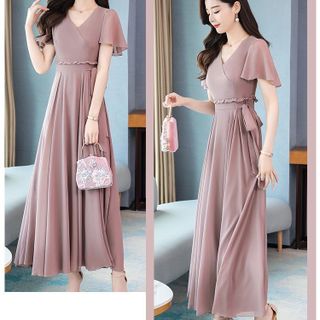 ĐẦM MAXI BÈO EO CỔ V – DT1722-175