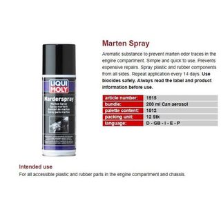 Chai Xịt Chống Chuột - Đuổi Chuột Cho Xe Ô tô - Xe máy Liqui Moly Marten Spray 1515 (200ml) KHO SỈ TOÀN QUỐC