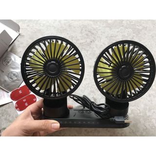 Quạt đôi mini dùng cho xe ô tô, xe hơi, để bàn làm việc, Quạt mini dây USB công suất 10W không ồn KHO SỈ TOÀN QUỐC