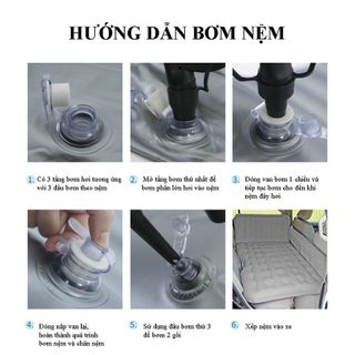 Nệm hơi, giường hơi ô tô cao cấp cho xe SUV, xe 7 chỗ, 16 chỗ, phủ 2 hàng ghế, dùng đi du lịch, cắm trại cho gia đình