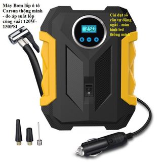 Máy bơm lốp xe ô tô, xe hơi 12V đồng hồ điện tử tự ngắt thông minh Carsun- Bơm tích hợp đo áp suất lốp tự ngắt cho xe