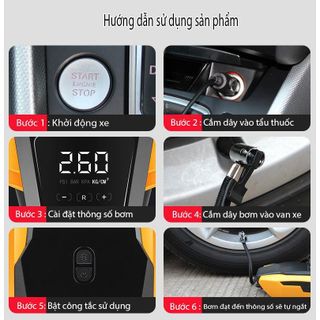 Bơm lốp xe ô tô, xe hơi ATJ mini 12V màn hình led tự ngắt khi bơm, dễ dàng sử dụng KHO SỈ TOÀN QUỐC