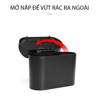 Thùng rác mini đa năng có nắp, hộp đựng rác có chốt cài treo thành cửa treo lưng ghế ô tô, xe hơi- Hàng chính hãng