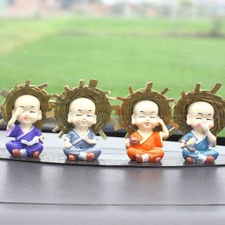 Bộ tượng chú tiểu trang trí tiểu cảnh, bàn học, Tượng tứ không phong thuỷ dễ thương để xe ô tô KHO SỈ TOÀN QUỐC
