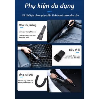 Máy hút bụi mini cầm tay cho xe ô tô siêu mạnh - Máy hút bụi sạc điện không dây nhỏ gọn C8, lực hút mạnh mẽ đa năng