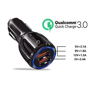 Tẩu sạc nhanh 2 cổng USB Qualcomm 3.1A cao cấp - Bộ chia nguồn 2 cổng USB cho xe ô tô KHO SỈ TOÀN QUỐC