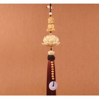 Dây Treo Khánh Phật Tọa Liên Hoa, Dây Treo Phật Sen Gỗ Hoàng Dương Trang Trí Ô Tô,Toả mùi thơm nhẹ KHO SỈ TOÀN QUỐC
