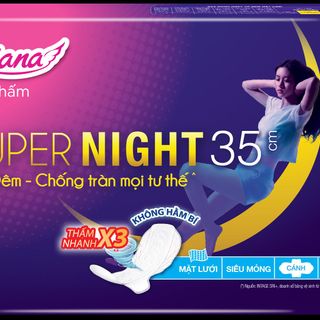 Băng vệ sinh ban đêm Diana Super Night chống tràn có cánh 3 miếng 35cm giá sỉ