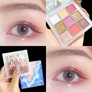 Bảng Phấn Mắt Nhũ Lì 9 Ô Vuông Lameila Baby