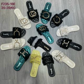 Dép nữ quai ngang phối lông đẹp F235