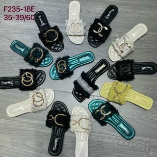 Dép nữ quai ngang phối lông đẹp F235