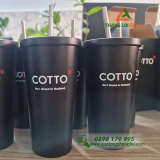 Ly Giữ Nhiệt Inox Kèm Ống Hút In Khắc logo Quảng Bá Thương Hiệu