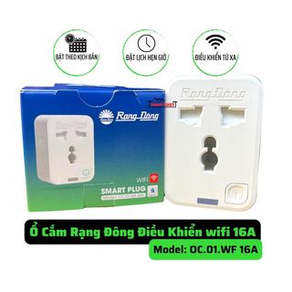 Ổ cắm thông minh Rạng Đông 16A điều khiển qua wifi bằng điện thoại, đặt lịch, hẹn giờ - OC.01.WF giá sỉ