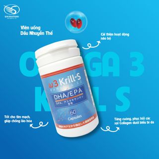 Dầu Nhuyễn Thể Omega 3 Krill-S SHIRATORI - Bổ não, giảm cholesterol, giảm đau xương khớp - 60 viên