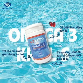 Dầu Nhuyễn Thể Omega 3 Krill-S SHIRATORI - Bổ não, giảm cholesterol, giảm đau xương khớp - 60 viên