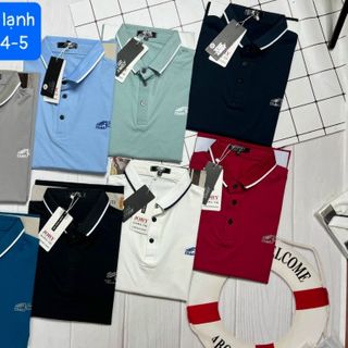 Áo polo nam thể thao chất vải thun cá sấu phối sọc viền tay cổ bẻ