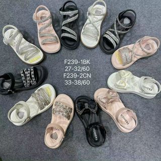 Sandal trẻ em đế cao su mềm phối kim tuyến đẹp F239
