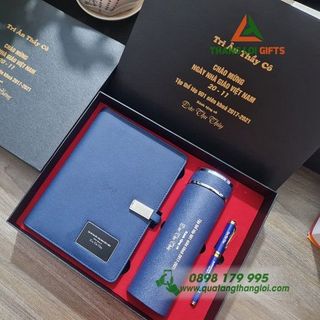 Bộ GIFTS SỔ TAY ĐA NĂNG+ BÌNH GIỮ NHIỆT+ BÚT KIM LOẠI CAO CẤP khắc logo theo yêu cầu