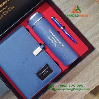 Bộ GIFTS SỔ TAY ĐA NĂNG+ BÌNH GIỮ NHIỆT+ BÚT KIM LOẠI CAO CẤP khắc logo theo yêu cầu