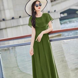 ĐẦM MAXI CỔ TRÒN BÈO- DT1724