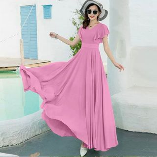 ĐẦM MAXI CỔ V CÁNH TIÊN - DT1725