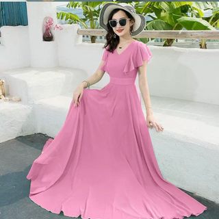 ĐẦM MAXI CỔ V CÁNH TIÊN - DT1725