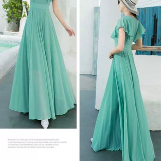 ĐẦM MAXI CỔ V CÁNH TIÊN - DT1725