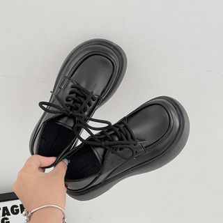 Giày Oxford nữ da mềm mịn đế cao 5cm