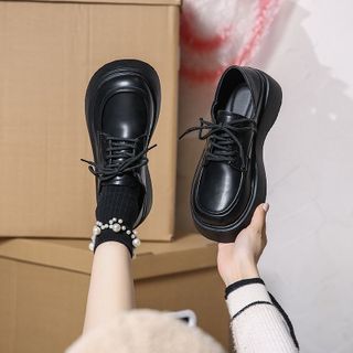 Giày Oxford nữ da mềm mịn đế cao 5cm