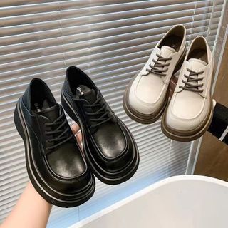 Giày Oxford nữ da mềm mịn đế cao 5cm