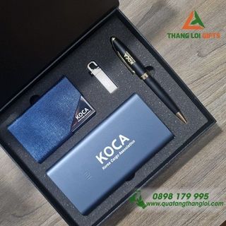 BỘ QUÀ TẶNG DOANH NGHIỆP (PIN SẠC DỰ PHÒNG+ HỘP NAMECARD+ BÚT KÝ+ USB+ HỘP ÂM DƯƠNG) khắc logo theo yêu cầu