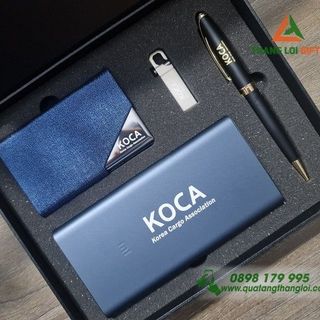 BỘ QUÀ TẶNG DOANH NGHIỆP (PIN SẠC DỰ PHÒNG+ HỘP NAMECARD+ BÚT KÝ+ USB+ HỘP ÂM DƯƠNG) khắc logo theo yêu cầu