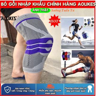 Băng đầu gối thể thao silicone 2 lò xo, bó gối tập gym Aolikes chính hãng AL 7721 magic giá sỉ