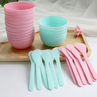 Combo 10 bộ chén pha mặt nạ nhựa dẻo