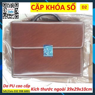 Cặp da khóa số quai cứng D2 nâu vân gỗ 39x29x10cm magic giá sỉ